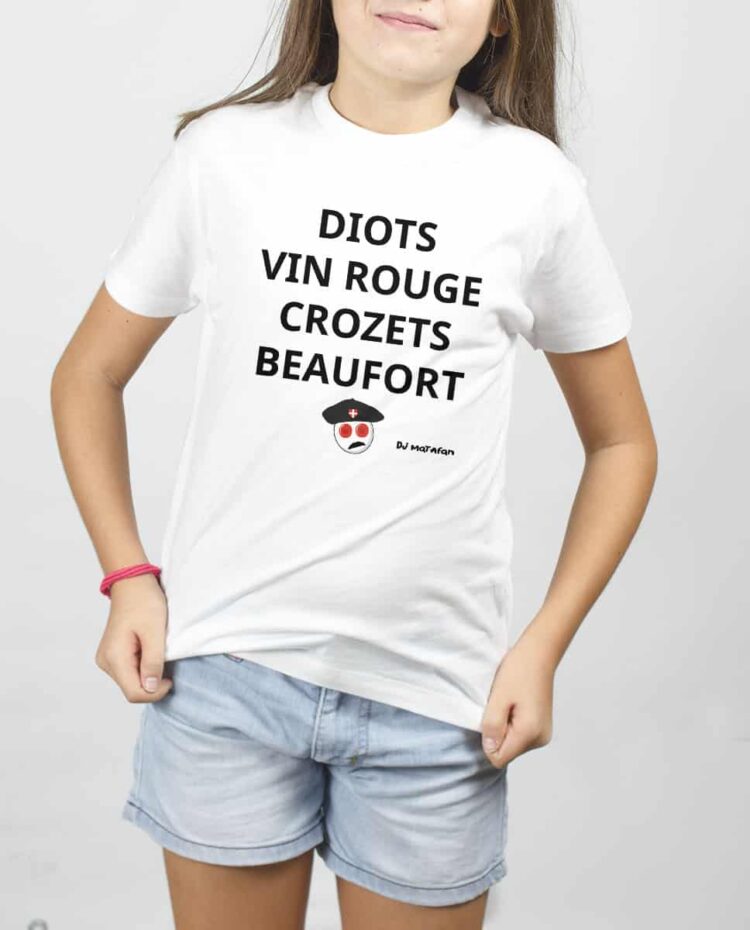 T SHIRT FILLE BLANC diots vin rouge crozets beaufort