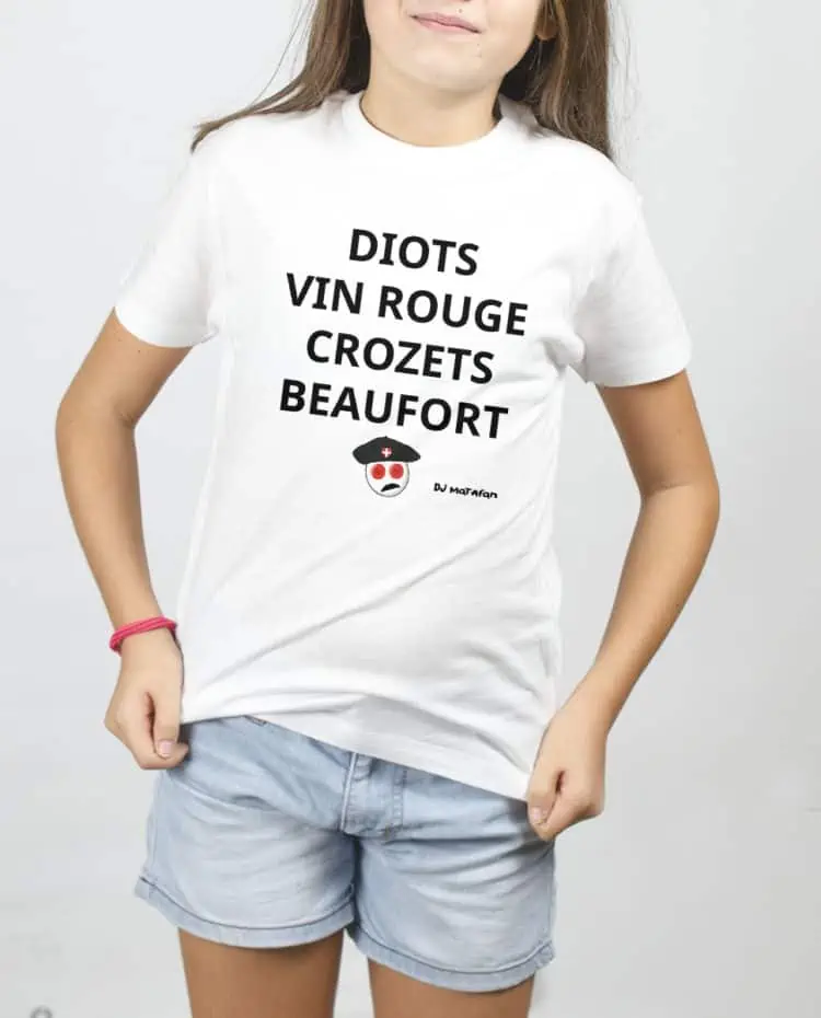 T SHIRT FILLE BLANC diots vin rouge crozets beaufort