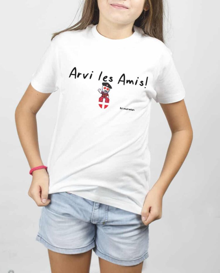 T SHIRT FILLE BLANC dj matafan arvi les amis