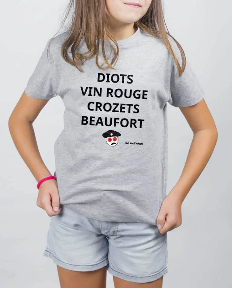 T SHIRT FILLE GRIS diots vin rouge crozets beaufort