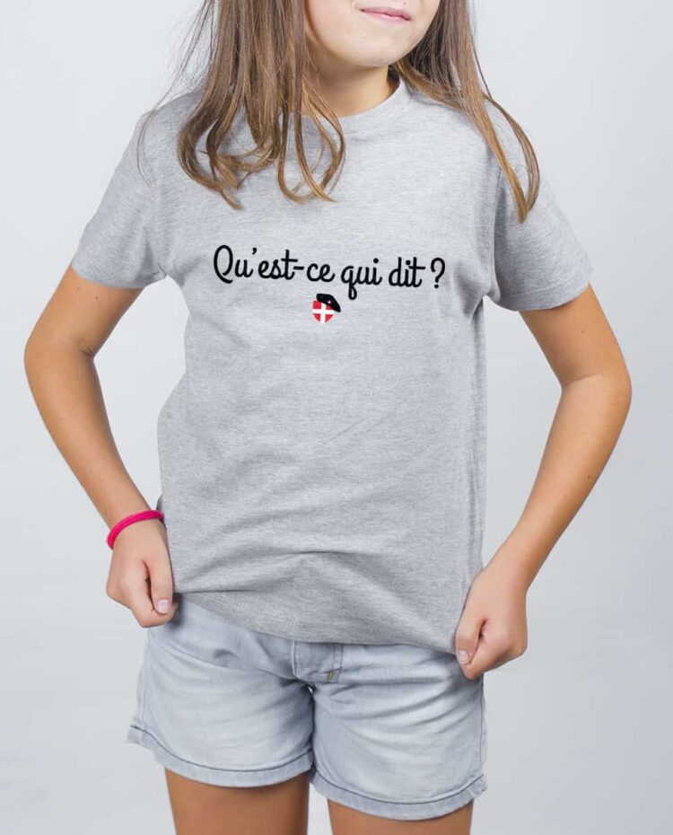 T SHIRT FILLE GRIS quest ce qui dit