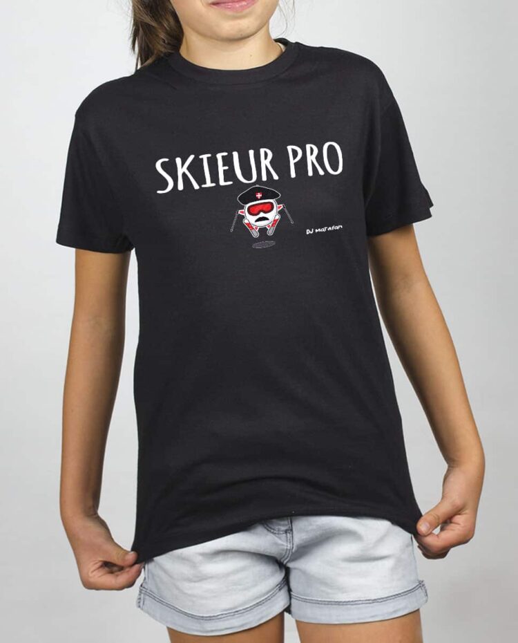 T SHIRT FILLE NOIR DJ MATAFAN SKIEUR PRO