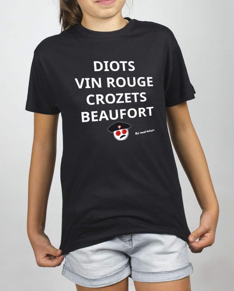 T SHIRT FILLE NOIR diots vin rouge crozets beaufort