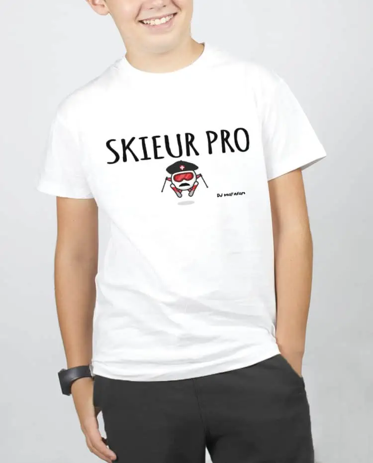 T SHIRT GARCON BLANC DJ MATAFAN SKIEUR PRO