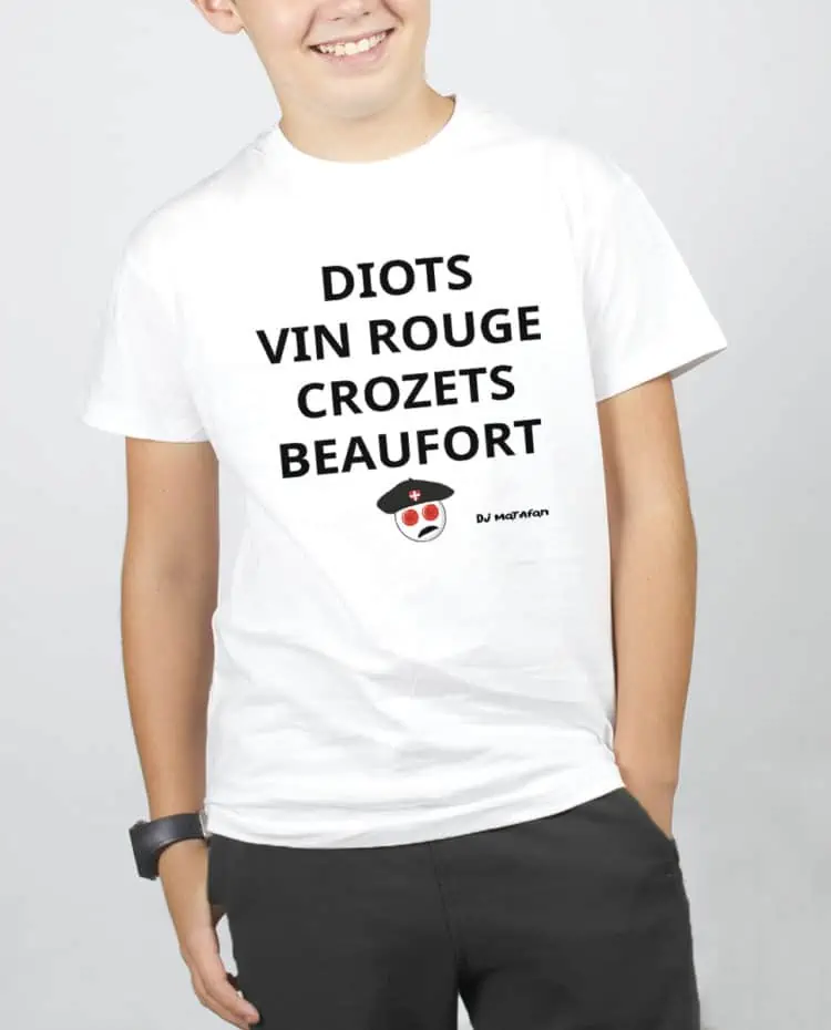 T SHIRT GARCON BLANC diots vin rouge crozets beaufort