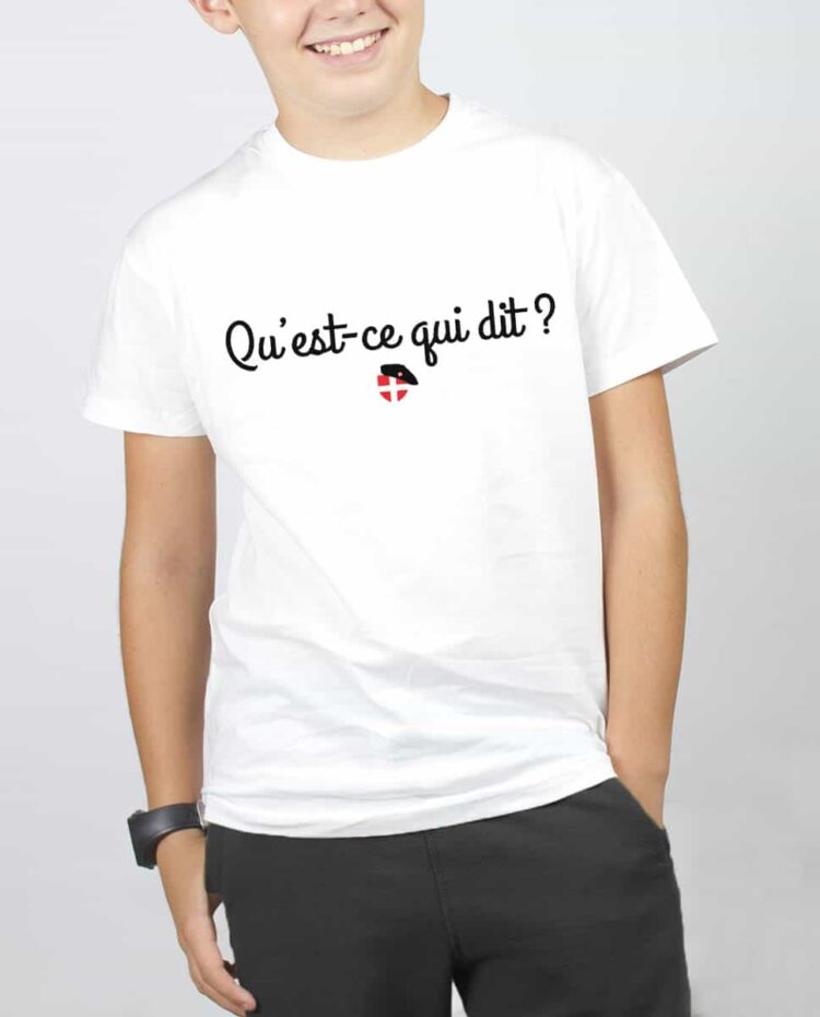 T SHIRT GARCON BLANC quest ce qui dit