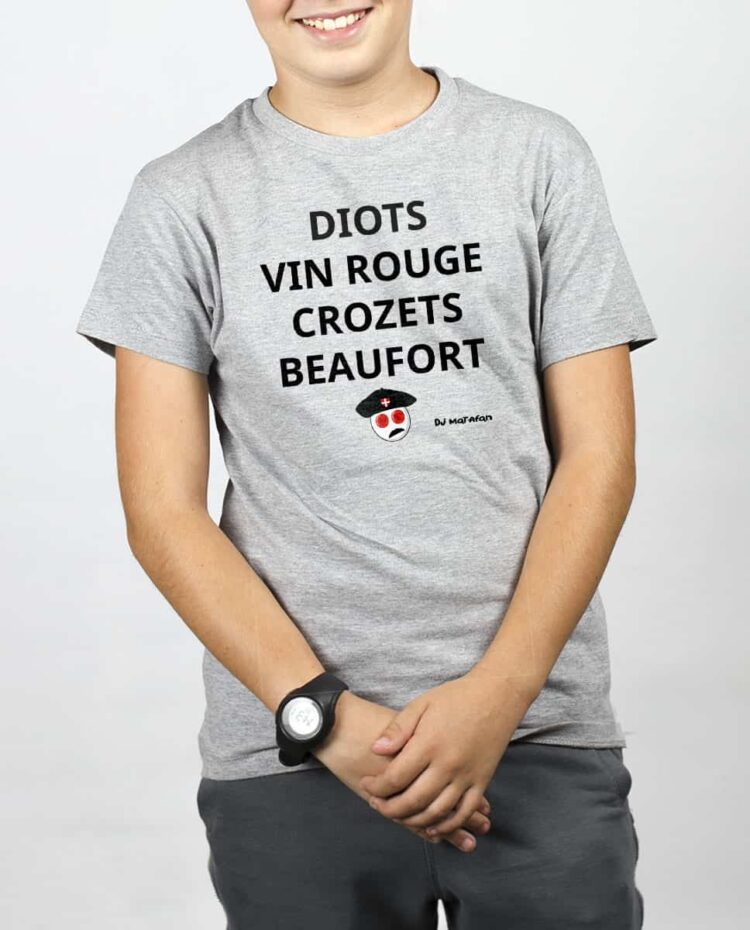 T SHIRT GARCON GRIS diots vin rouge crozets beaufort