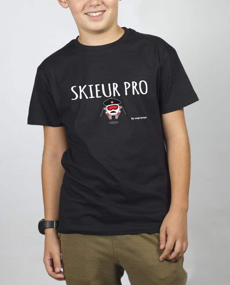 T SHIRT GARCON NOIR DJ MATAFAN SKIEUR PRO