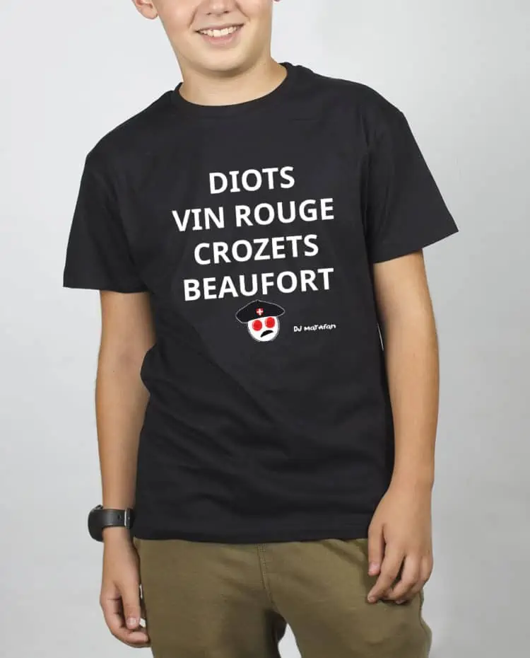 T SHIRT GARCON NOIR diots vin rouge crozets beaufort