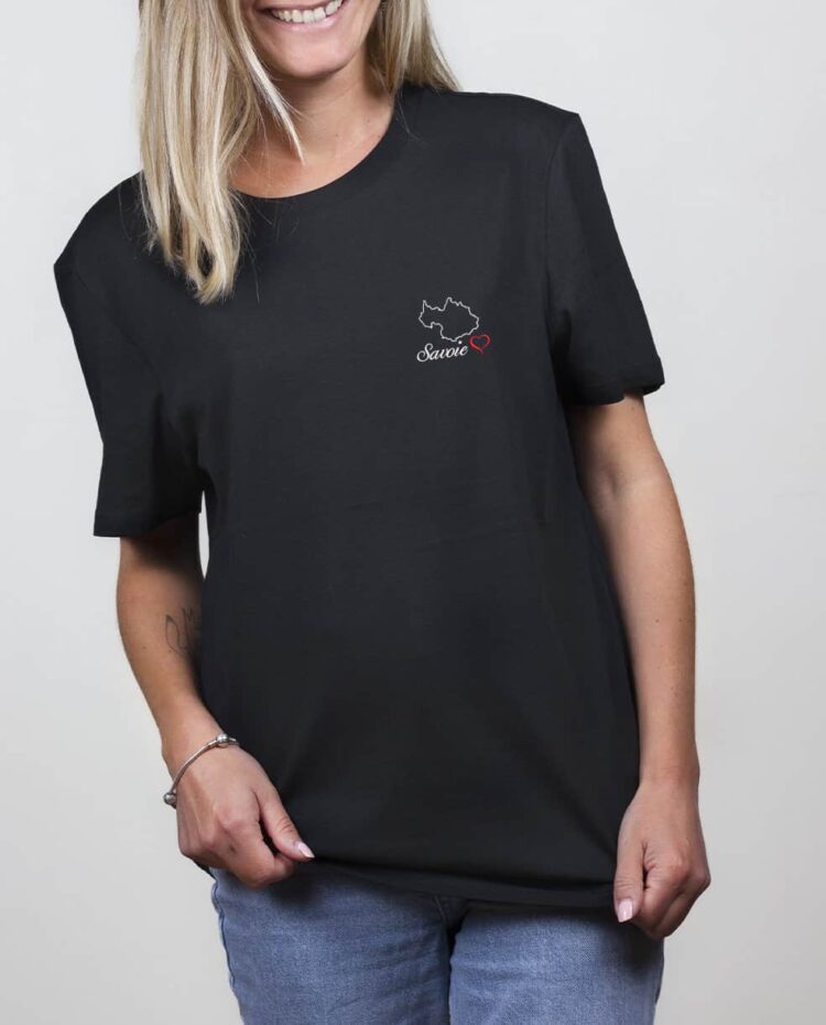 T shirt femme Noir savoie 73 carte brode