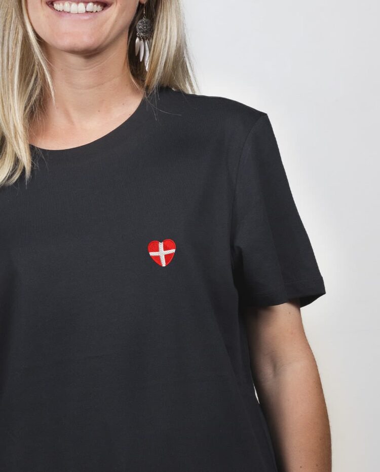 t shirt bio femme Noir zoom coeur savoie blason