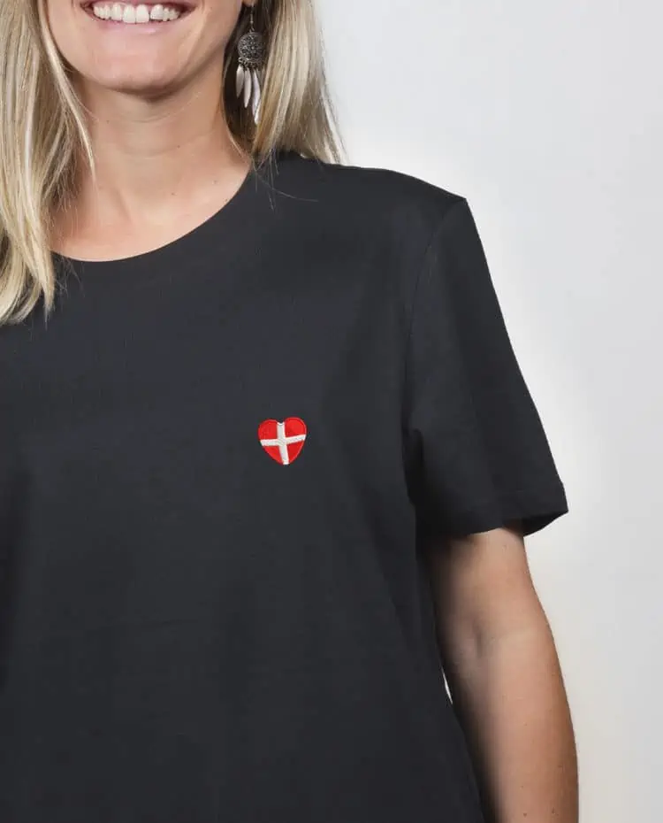 t shirt bio femme Noir zoom coeur savoie blason