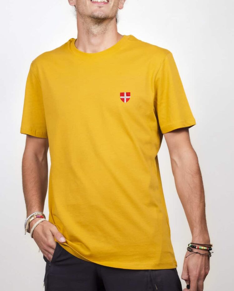 t shirt bio homme ocre blason croix savoie