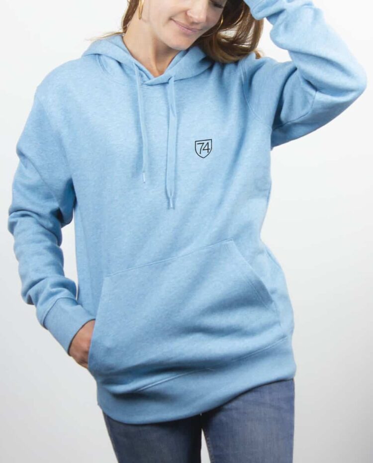 Sweat Femme Bleu Ciel Haute savoie blason 74 brode