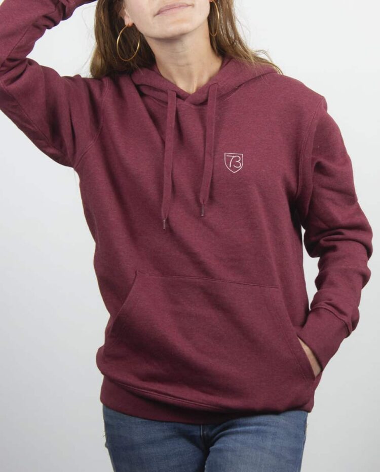 Sweat a capuche Femme Bordeau savoie blason 73 brode