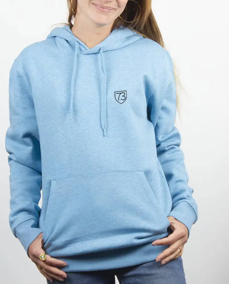 Sweat a capuche Femme bleu ciel savoie blason 73 brode