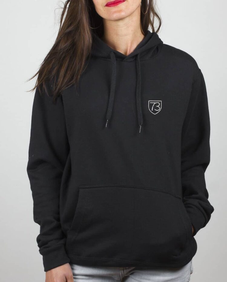 Sweat a capuche Femme noir savoie blason 73 brode