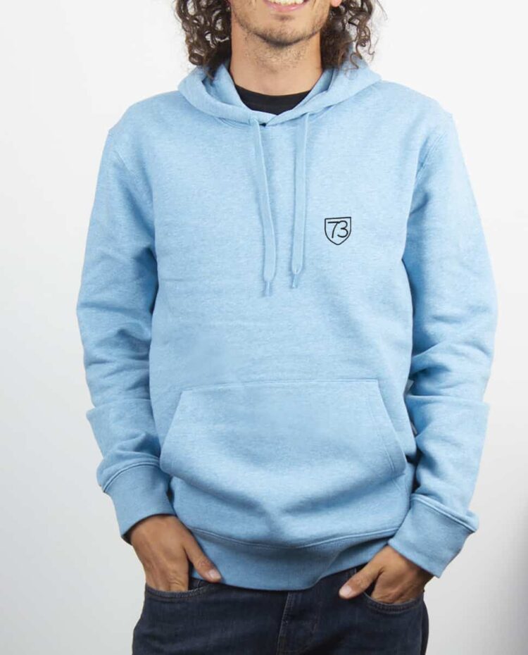 Sweat a capuche Homme bleu ciel savoie 73 blason brode