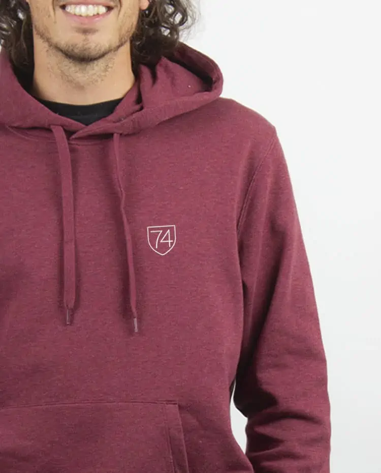 Sweat a capuche Homme bordeau zoom Haute savoie 74 blason brode