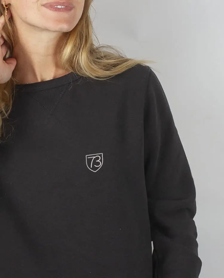 SweatShirt Femme Noir zoom savoie blason 73 brode