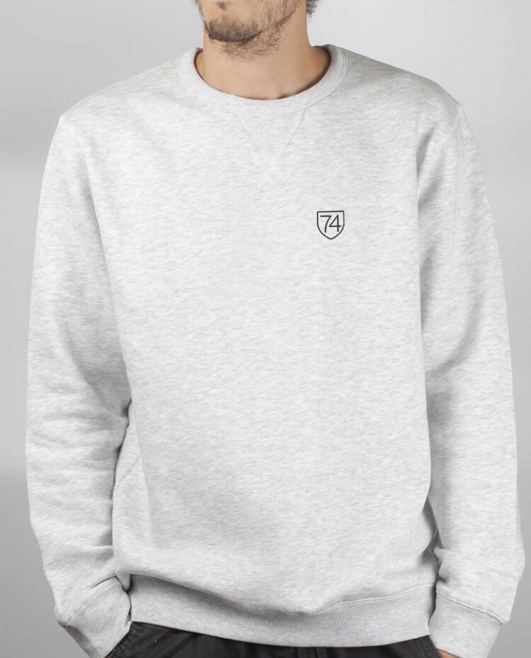 SweatShirt Homme blanc Haute savoie 74 blason brode