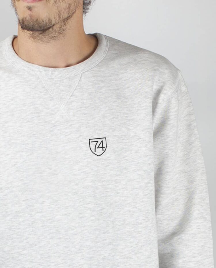 SweatShirt Homme blanc zoom Haute savoie 74 blason brode