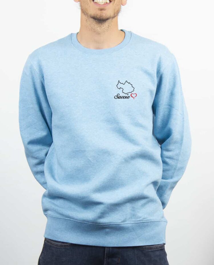 SweatShirt Homme bleu ciel montagne savoie 73 carte brode