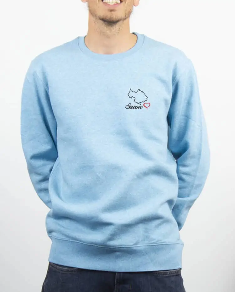 SweatShirt Homme bleu ciel montagne savoie 73 carte brode