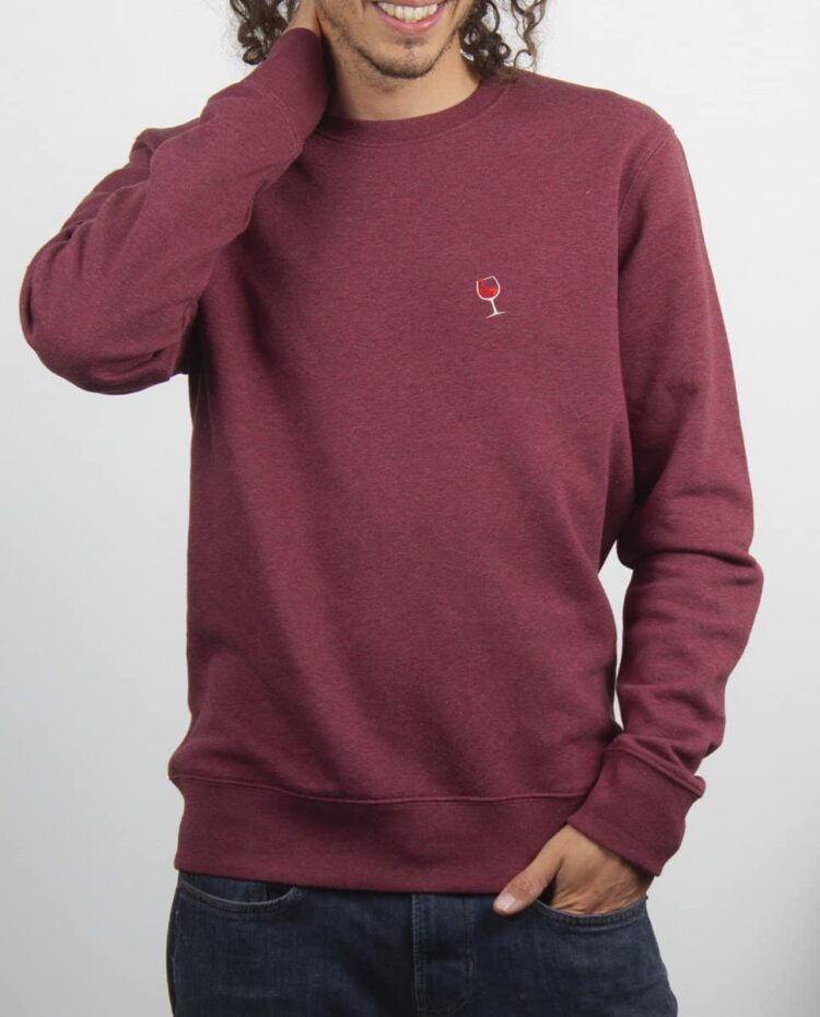 SweatShirt Homme bordeau verre de vin vigneron brode