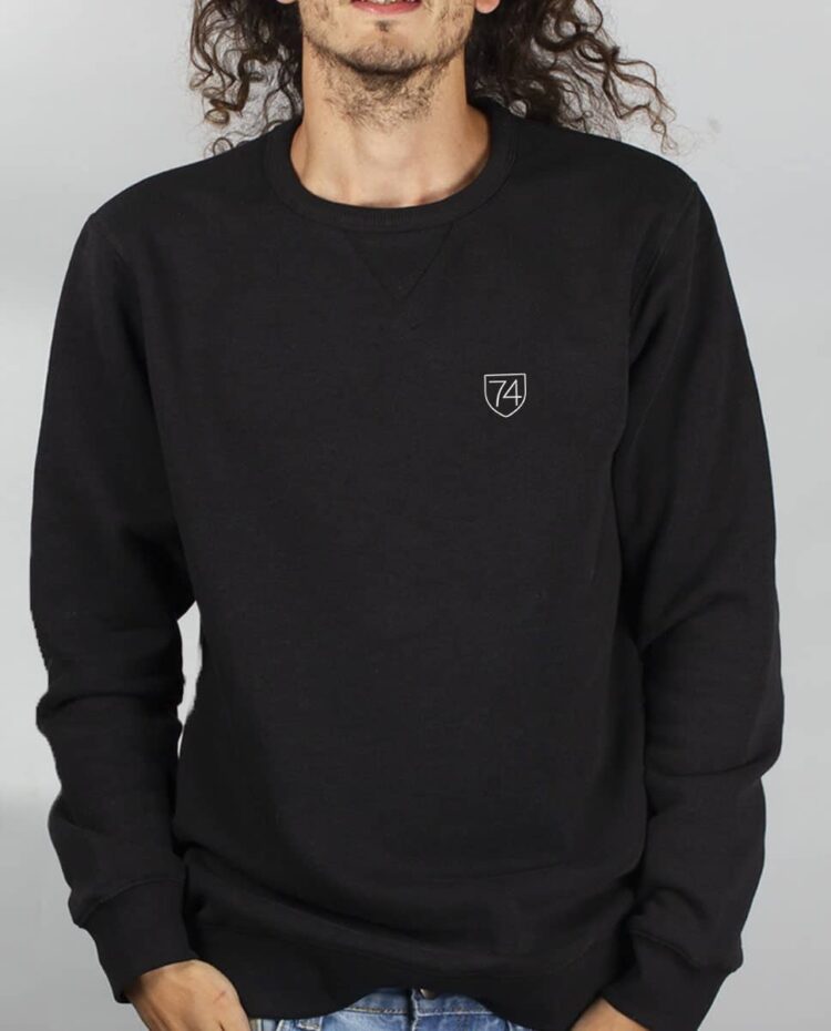 SweatShirt Homme noir Haute savoie 74 blason brode