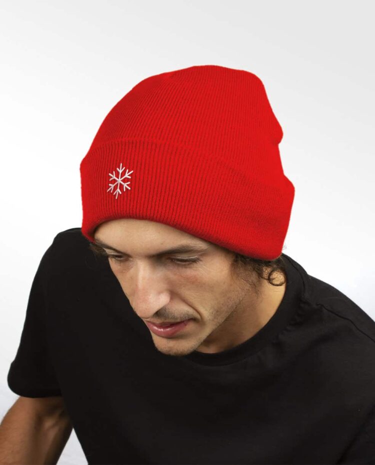 bonnet homme ROUGE etoile de neige