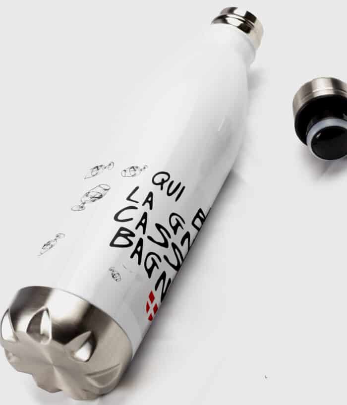 Gourde inox recto qui boit la gnole
