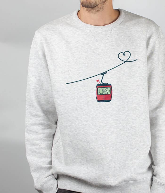 Pull Homme Blanc telecabine love