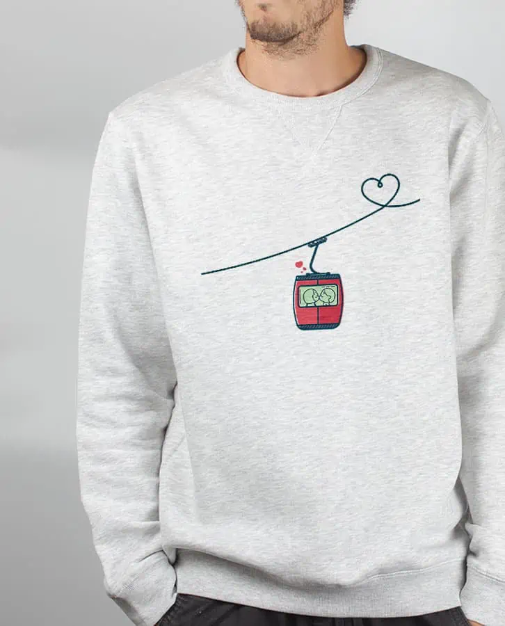 Pull Homme Blanc telecabine love