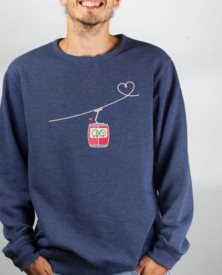 Pull Homme Bleu jean telecabine love