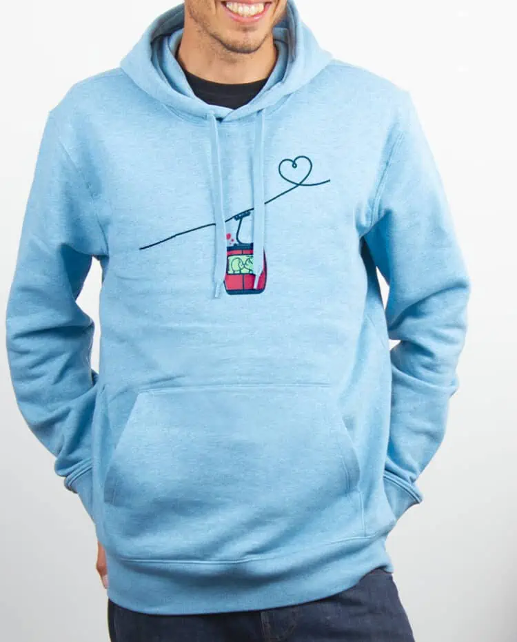 Sweat homme Bleu ciel telecabine love