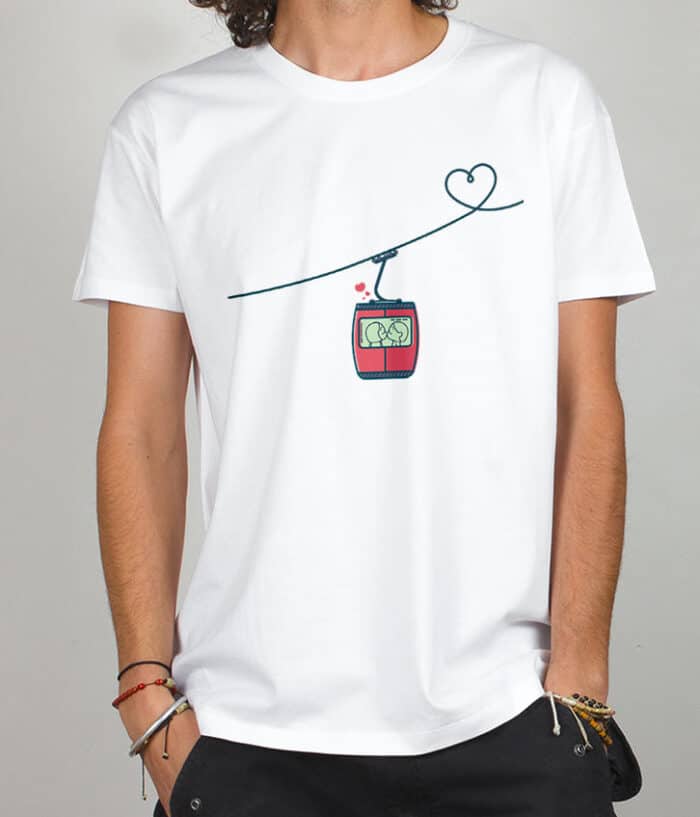 T shirt Homme Blanc telecabine love