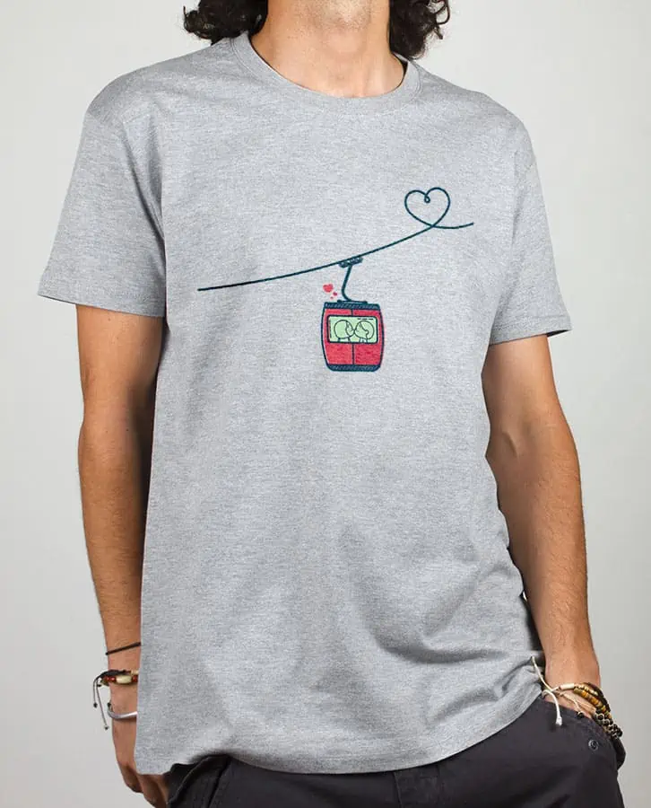 T shirt Homme Gris telecabine love