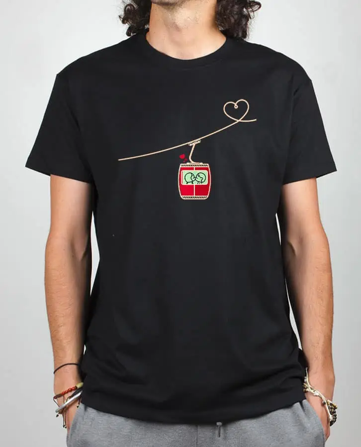 T shirt Homme Noir telecabine love