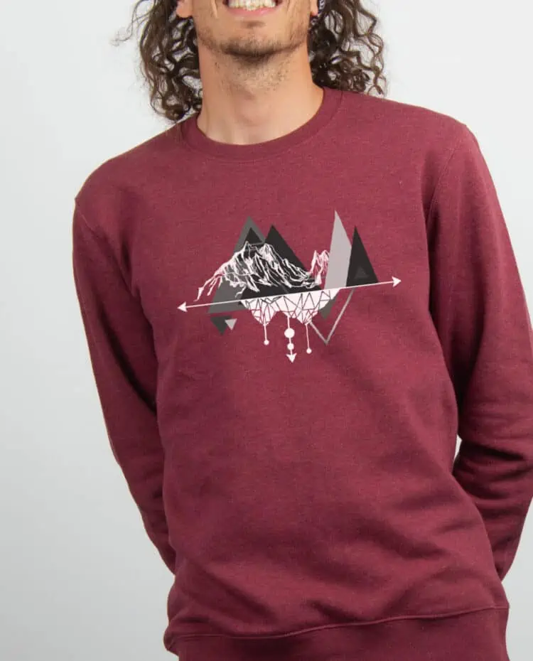 Pull Homme Bordeau Dessin Montagne