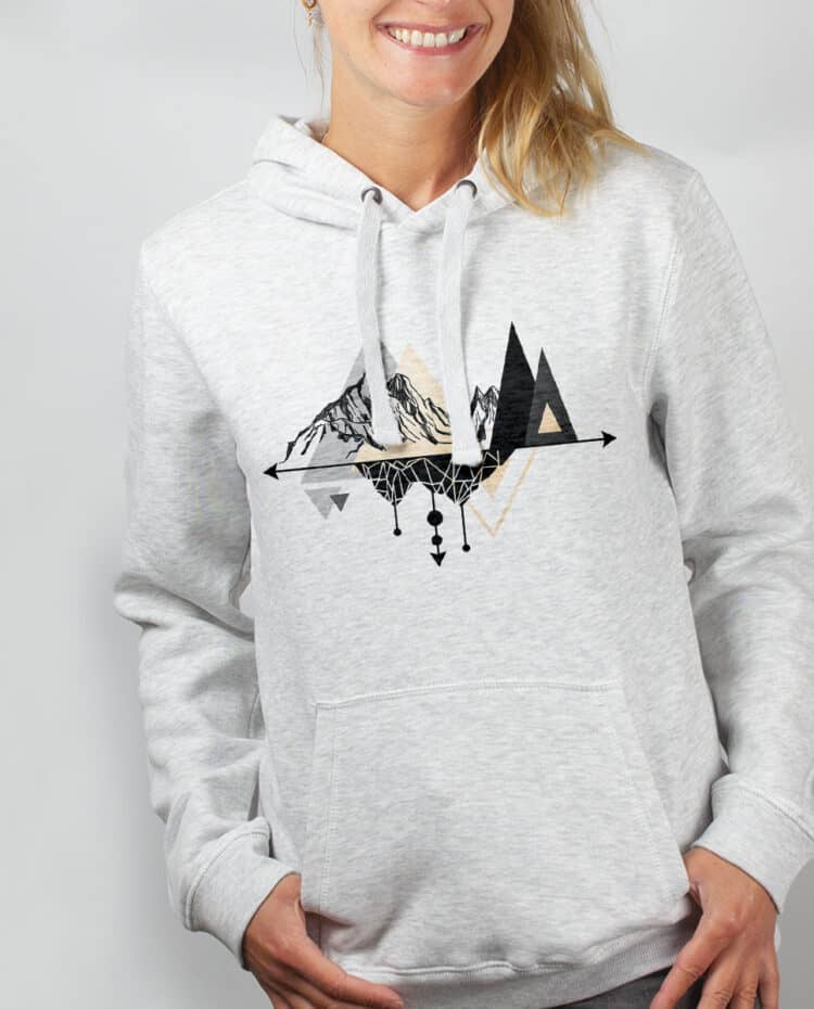 Sweat Femme Blanc dessin Montagne