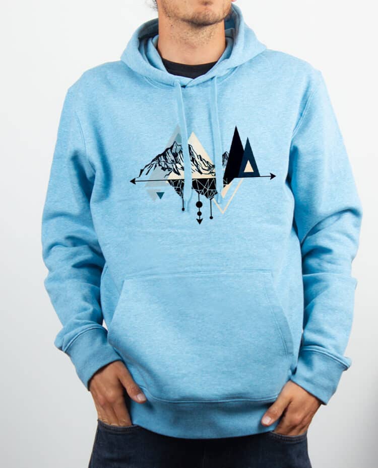 Sweat Homme Bleu ciel Dessin Montagne