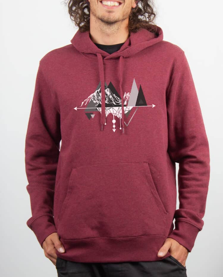 Sweat Homme Bordeau Dessin Montagne