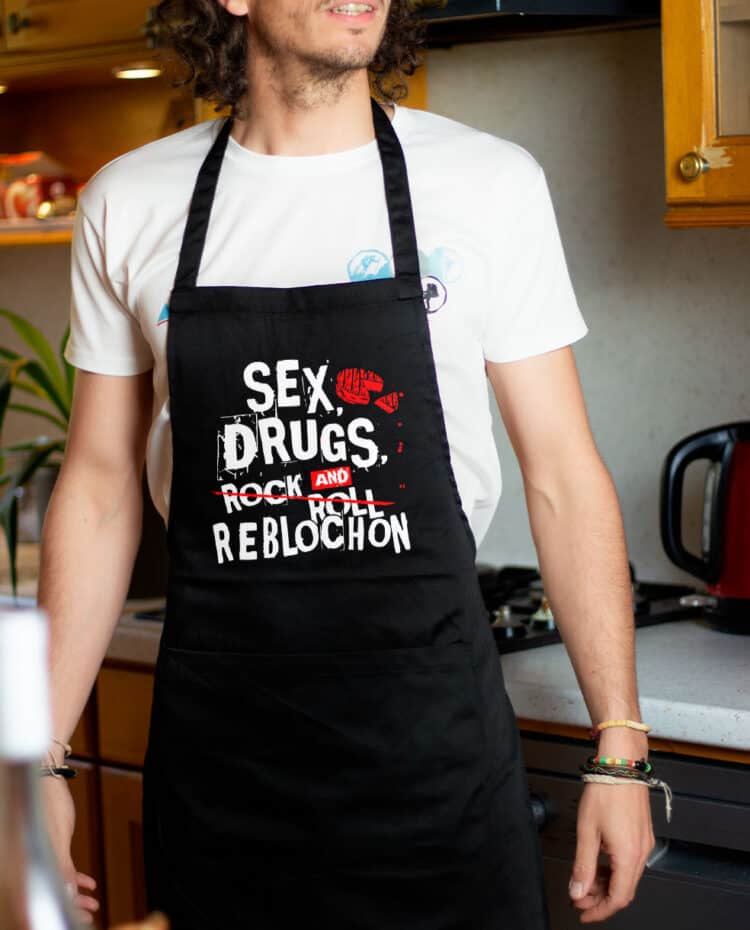 Tablier homme Noir Sex drugs et reblochon