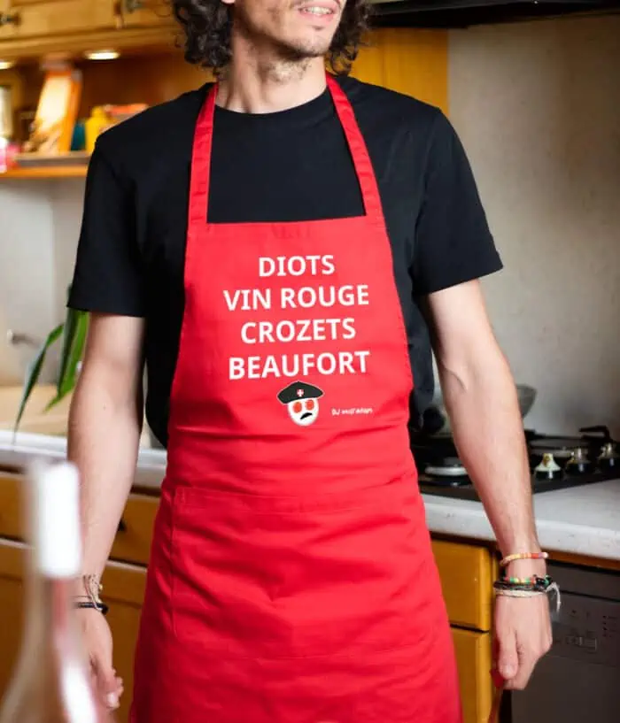 Tablier homme rouge Diot vin rouge crozet beaufort dj matafan