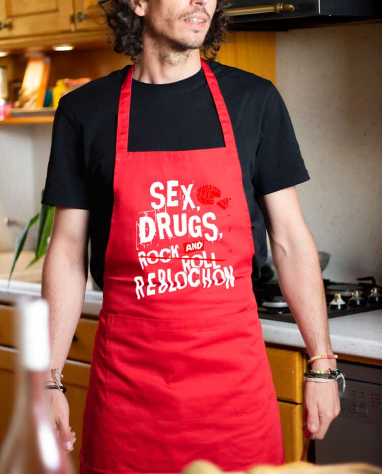 Tablier homme rouge Sex drugs et reblochon