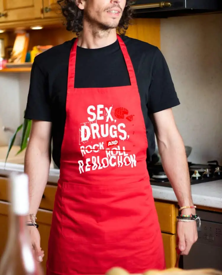 Tablier homme rouge Sex drugs et reblochon