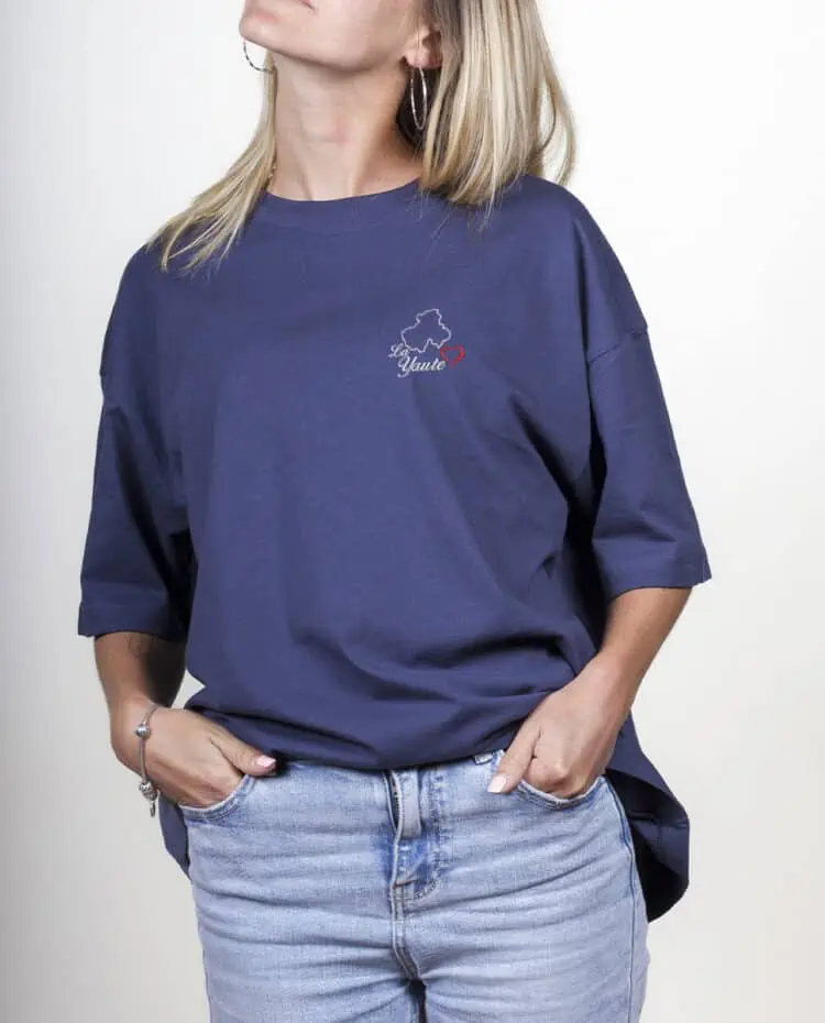 les savoyards t shirt Oversize Femme bleu royale la yaute haute savoie 74 carte brode