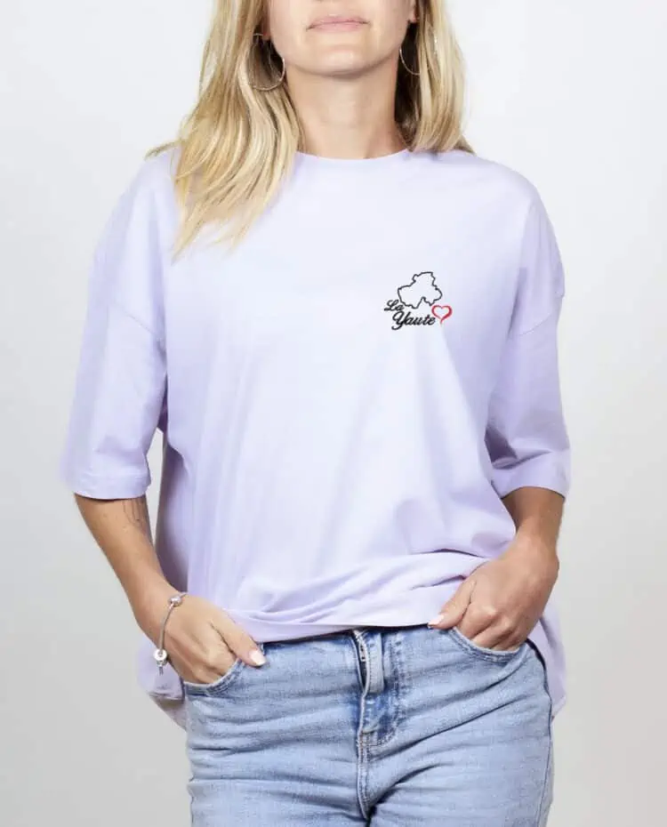 les savoyards t shirt Oversize Femme lilas la yaute haute savoie 74 carte brode