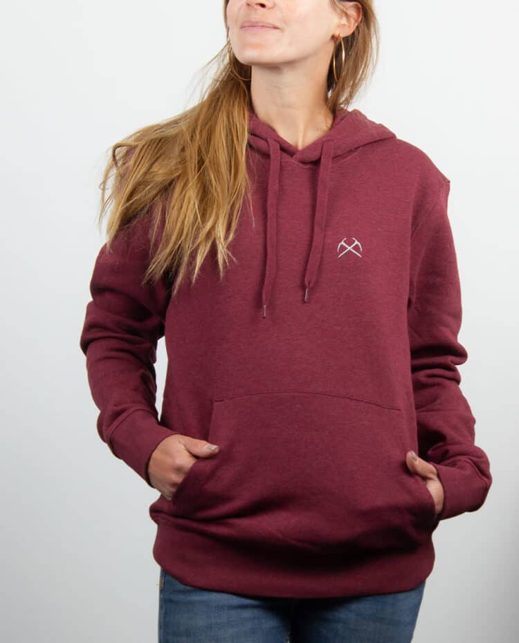 Sweat a capuche Femme bordeau PIOLET ALPINISTE